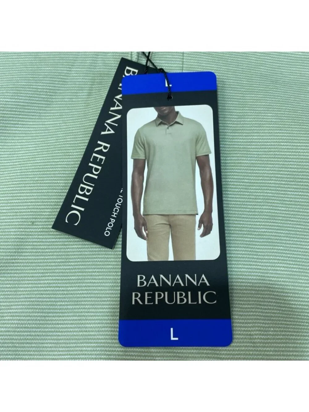 NWT Banana Republic Men's L Luxe Touch Polo Shirt Green Striped
